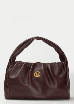 Бордовая сумка Cesano Boscone из кожи со сборкой, фото